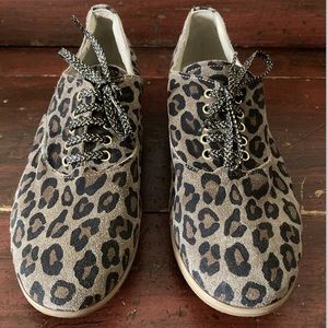Anniel Italian Animal Cheetah Print Oxfords Black Brown size 37 EUR 6.5 US